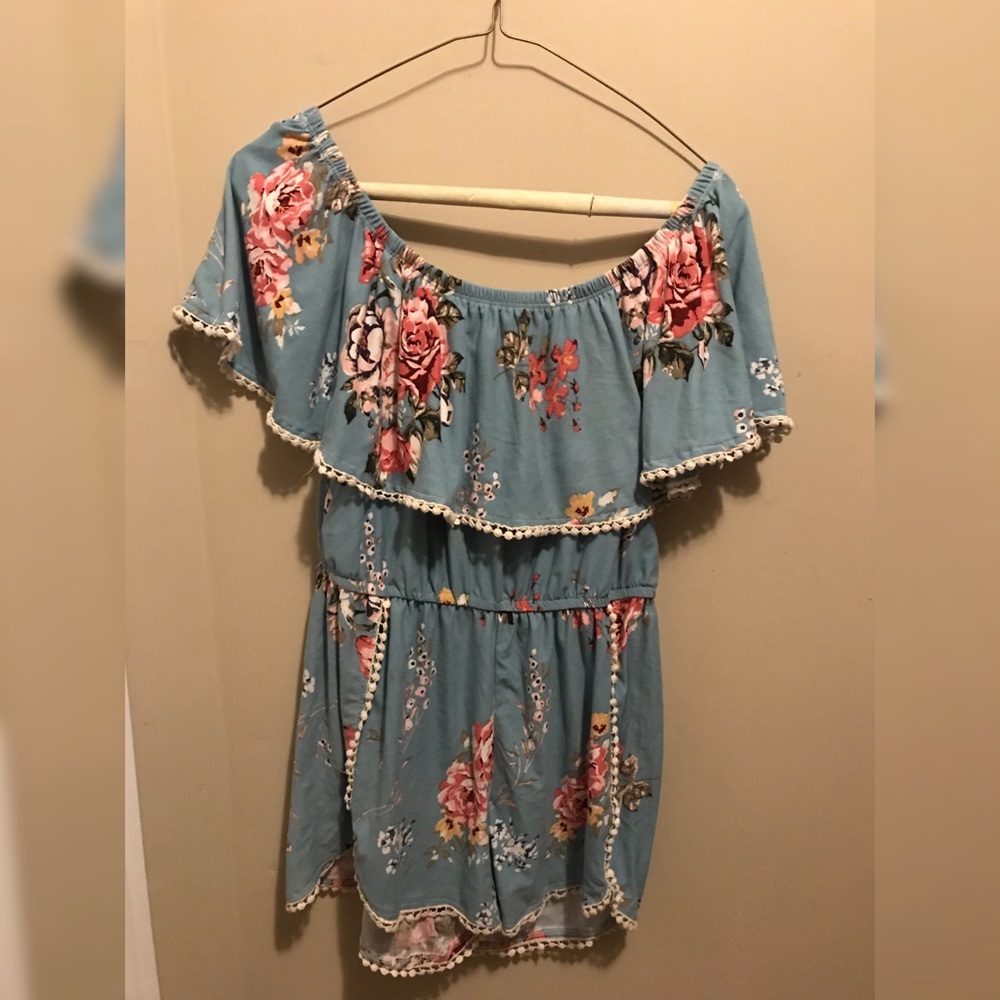Floral off the shoulder romper